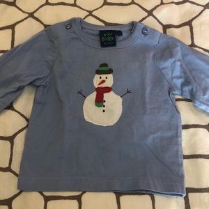 Boden 3-6 month snowman shirt